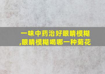 一味中药治好眼睛模糊,眼睛模糊喝哪一种菊花