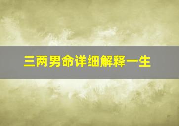 三两男命详细解释一生