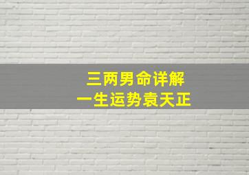 三两男命详解一生运势袁天正