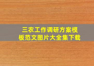 三农工作调研方案模板范文图片大全集下载