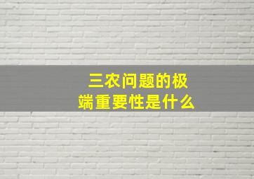 三农问题的极端重要性是什么