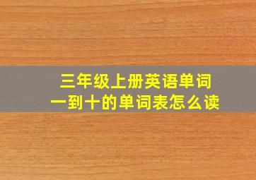 三年级上册英语单词一到十的单词表怎么读