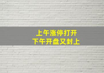 上午涨停打开下午开盘又封上