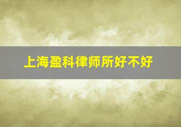 上海盈科律师所好不好