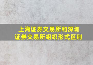 上海证券交易所和深圳证券交易所组织形式区别