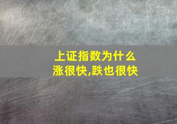 上证指数为什么涨很快,跌也很快