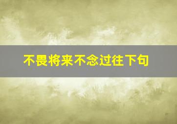 不畏将来不念过往下句