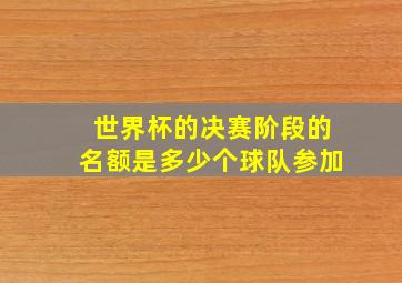 世界杯的决赛阶段的名额是多少个球队参加