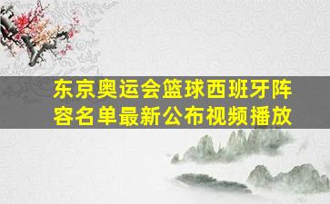 东京奥运会篮球西班牙阵容名单最新公布视频播放