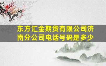 东方汇金期货有限公司济南分公司电话号码是多少