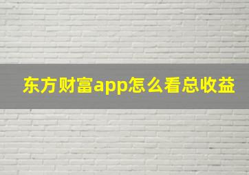 东方财富app怎么看总收益