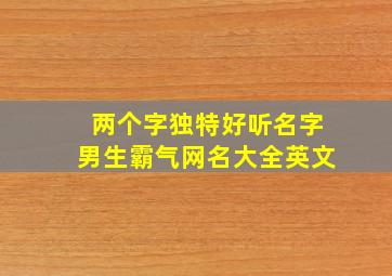 两个字独特好听名字男生霸气网名大全英文