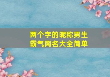 两个字的昵称男生霸气网名大全简单