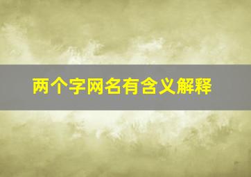 两个字网名有含义解释