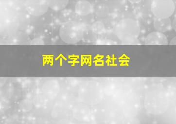 两个字网名社会