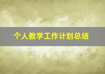 个人教学工作计划总结