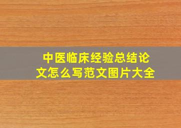 中医临床经验总结论文怎么写范文图片大全