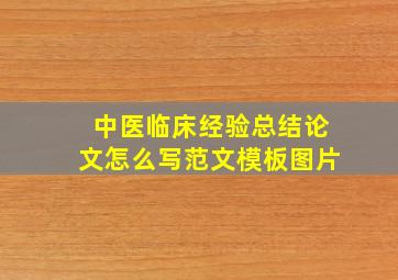 中医临床经验总结论文怎么写范文模板图片