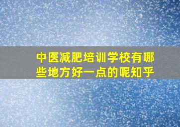 中医减肥培训学校有哪些地方好一点的呢知乎