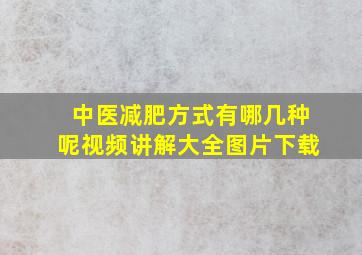 中医减肥方式有哪几种呢视频讲解大全图片下载