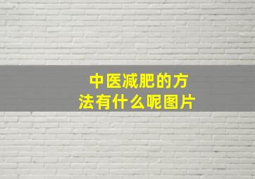 中医减肥的方法有什么呢图片