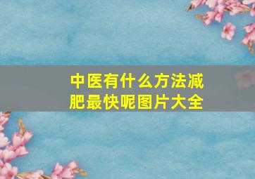 中医有什么方法减肥最快呢图片大全