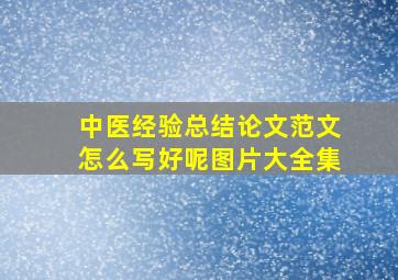 中医经验总结论文范文怎么写好呢图片大全集