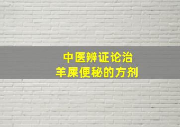 中医辨证论治羊屎便秘的方剂