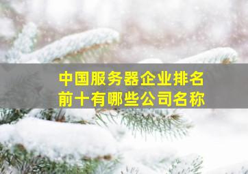 中国服务器企业排名前十有哪些公司名称