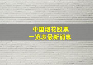 中国烟花股票一览表最新消息