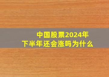 中国股票2024年下半年还会涨吗为什么