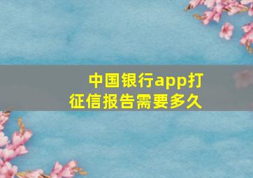 中国银行app打征信报告需要多久