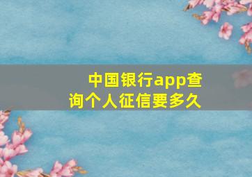 中国银行app查询个人征信要多久