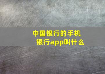 中国银行的手机银行app叫什么