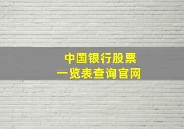 中国银行股票一览表查询官网