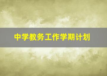 中学教务工作学期计划