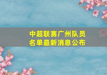 中超联赛广州队员名单最新消息公布