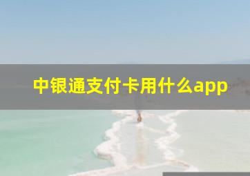 中银通支付卡用什么app