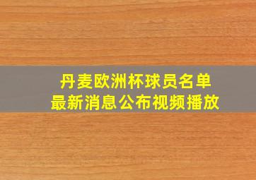 丹麦欧洲杯球员名单最新消息公布视频播放