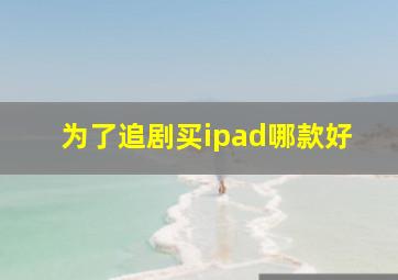 为了追剧买ipad哪款好