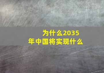 为什么2035年中国将实现什么