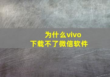 为什么vivo下载不了微信软件