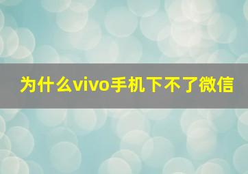 为什么vivo手机下不了微信