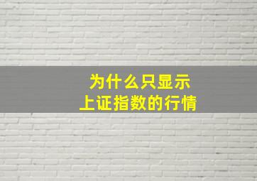 为什么只显示上证指数的行情