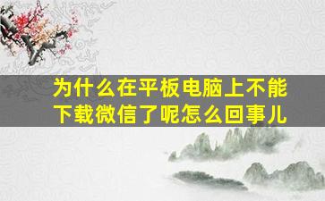 为什么在平板电脑上不能下载微信了呢怎么回事儿