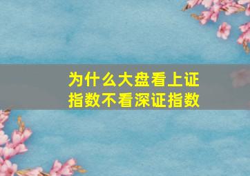 为什么大盘看上证指数不看深证指数