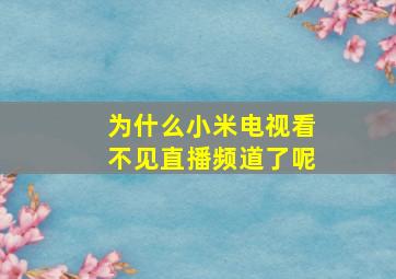 为什么小米电视看不见直播频道了呢