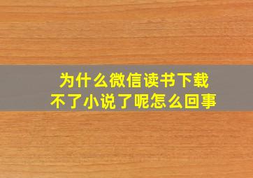 为什么微信读书下载不了小说了呢怎么回事