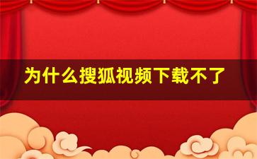 为什么搜狐视频下载不了