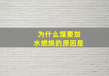 为什么煤要加水燃烧的原因是